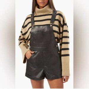 WeWoreWhat Vegan Leather Short Overalls